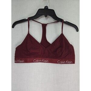 Calvin Klein Bralette Maroon Racerback Women's Large Cotton Blend Pull Over Bra